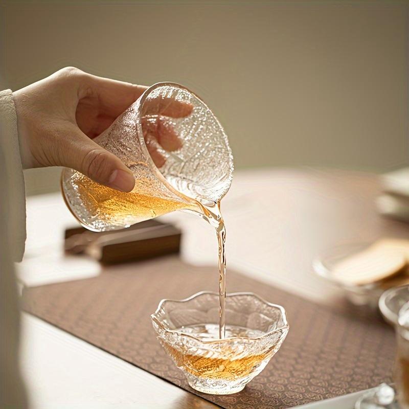 1 Set Glas Kung Fu Tee Set Japanisches Haushalts-Tee Gedeckter Becher Teetasse Wohnzimmer Gletschermuster Glasbecher Trinkgeschirr Komplettes Tee-Set Geburtstagsgeschenke