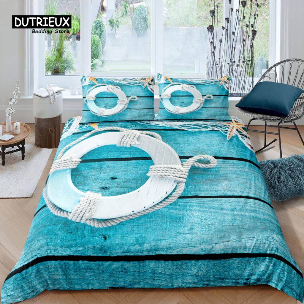 Home Living Luxury 3D Starfish Anchor Bedding Set Duvet Cover Pillowcase Kids Bedding Set Queen and King EU/US/AU/UK Size