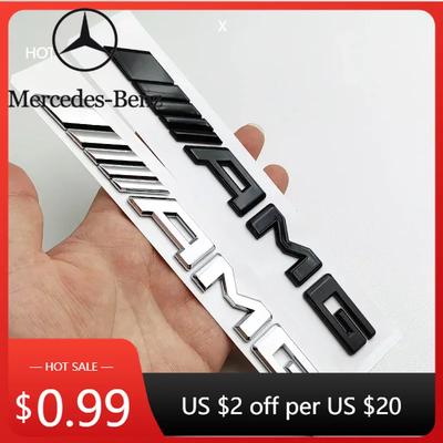 Hot Car Sticker 2025 ABS Black Logo AMG Emblem Letters Car Trunk Badge For Mercedes Benz W204 W205 W176 W177 W212 W213 AMG Stick