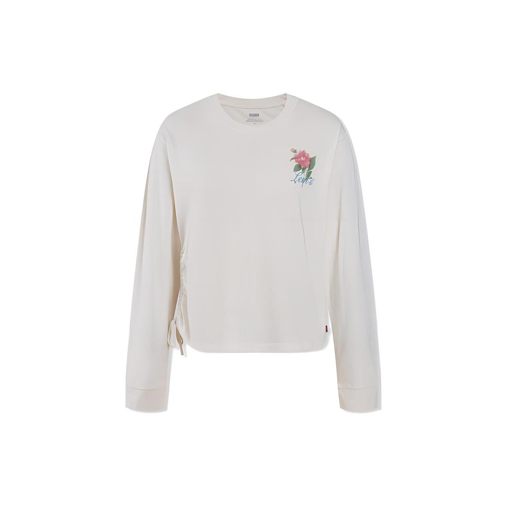 Levis SS23 Solid Color Round Neck Pullover Sweater Women sweater Beige A4939-0000
