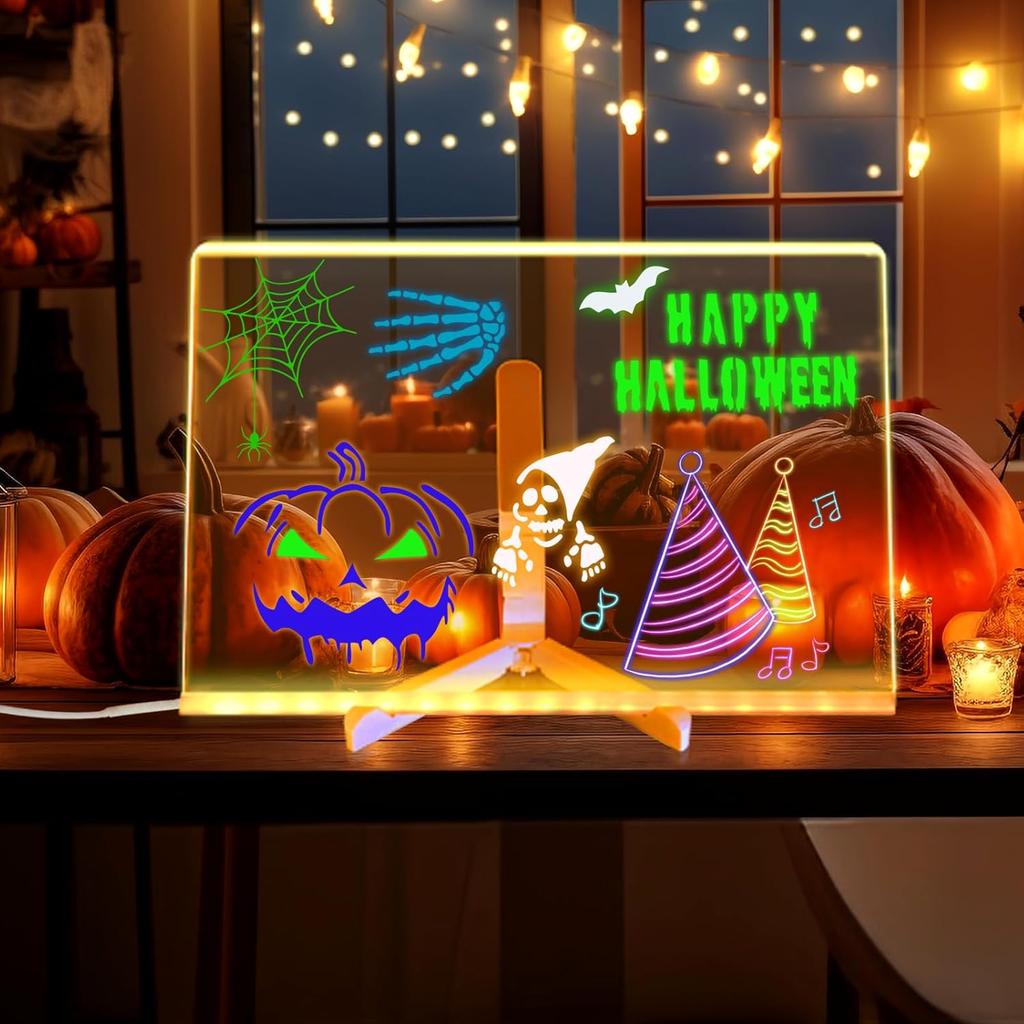 Lumiboard LED Drawing Board, Light Up Acrylic Dry Erase Board 11.8x7.9” with Stand, LED Note Board with Colors, Acrylic Message Writing Board with