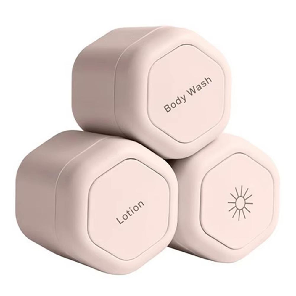 3PCS Hexagonal Magnetic Cream Lotion Box Eco-Friendly Stacking Dispenser Travel Toiletries розовый