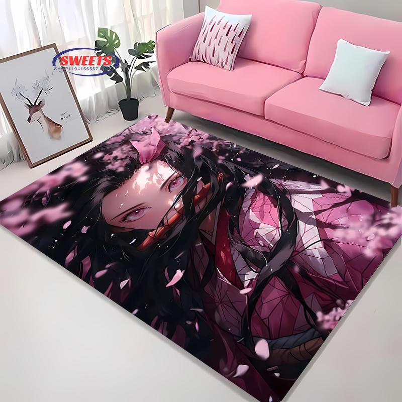 NO.2 Classic Demon Slayer Kamado Nezuko Theme Carpet,Living Room Bedroom Office Kid Room of Choice,Non-slip Machine Washable Mat