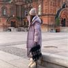 Thickened Long Cotton Down Coat Hooded Stand Up Collar Loose Warm Celebrity Style