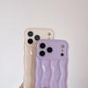 Simple solid color three-dimensional wave case, suitable for iPhone17Pro max Apple 16 mobile phone case 14/15 lanyard case