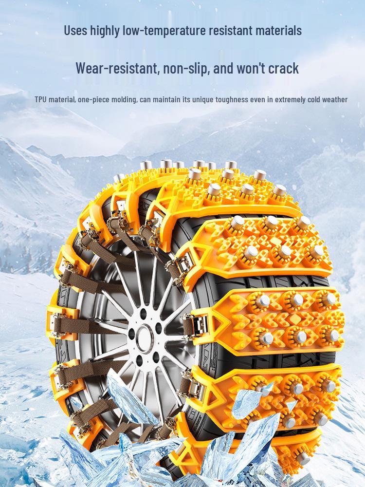Universal Rubber Anti-Skid Tire Chains for Cars, SUVs, and Vans - Protects Tires In Winter Conditions