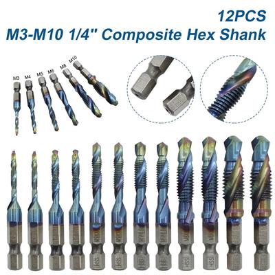 Tap Drill Tap Drill Bit Hand Tools 1/4 Hex Shank Composite