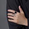 New Fashion Gold Color Chunky Punk Stainless Steel Finger Ring for Men Women Punk Vintage Oval Black Stone Ring