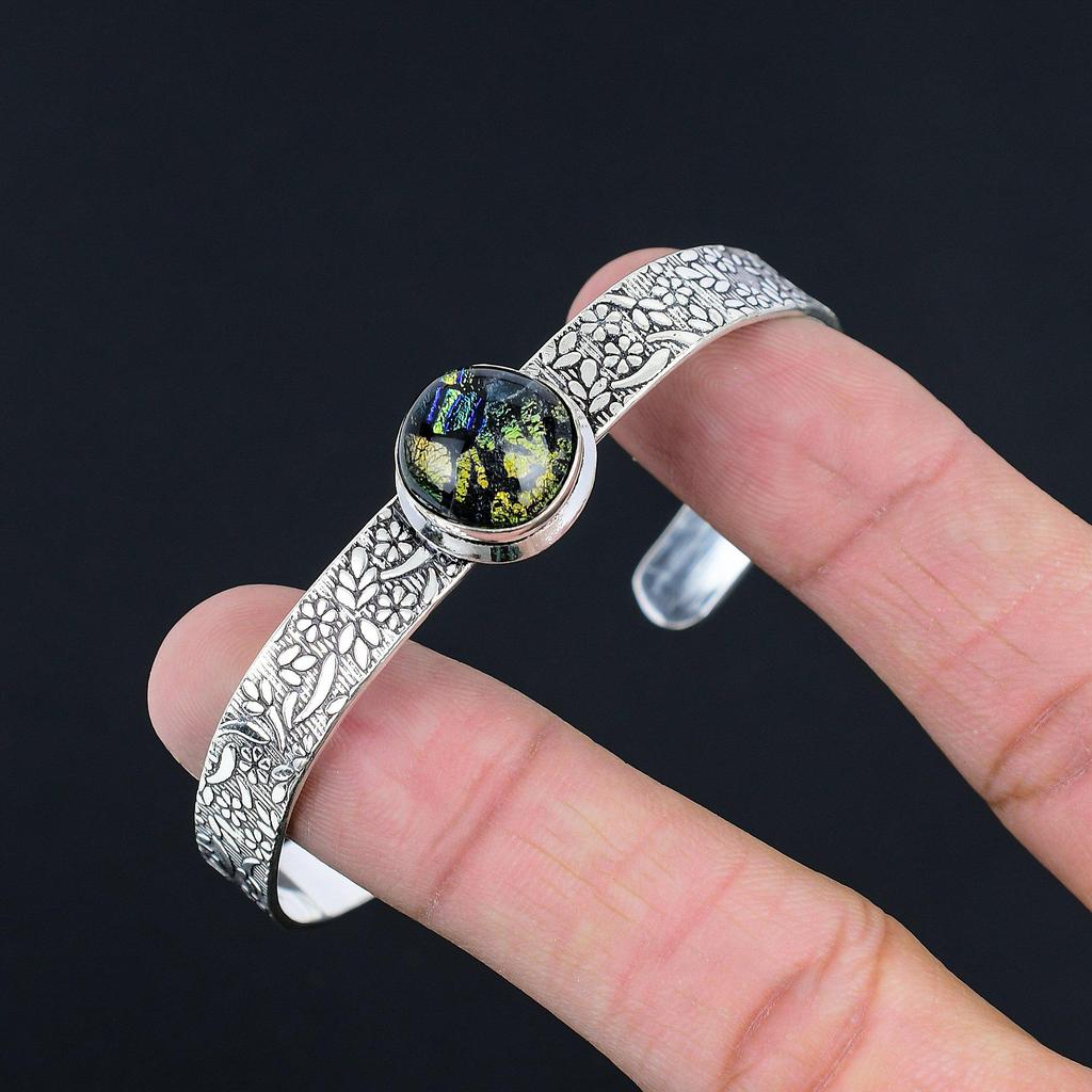 Sisters Day Deal 925 Silver American Dichoric Glass Gemstone Art Deco New Bangle