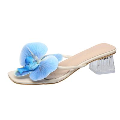 Elegante Damen High Heel Pantoletten Markenschuhe Blumendesign Mules Lässig Mode Outdoor Neue Sommersandalen Zapato Mujer
