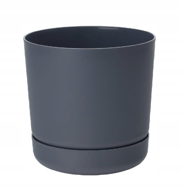 Plastic Flowerpot with Saucer 13x146cm Anthracite Matt
