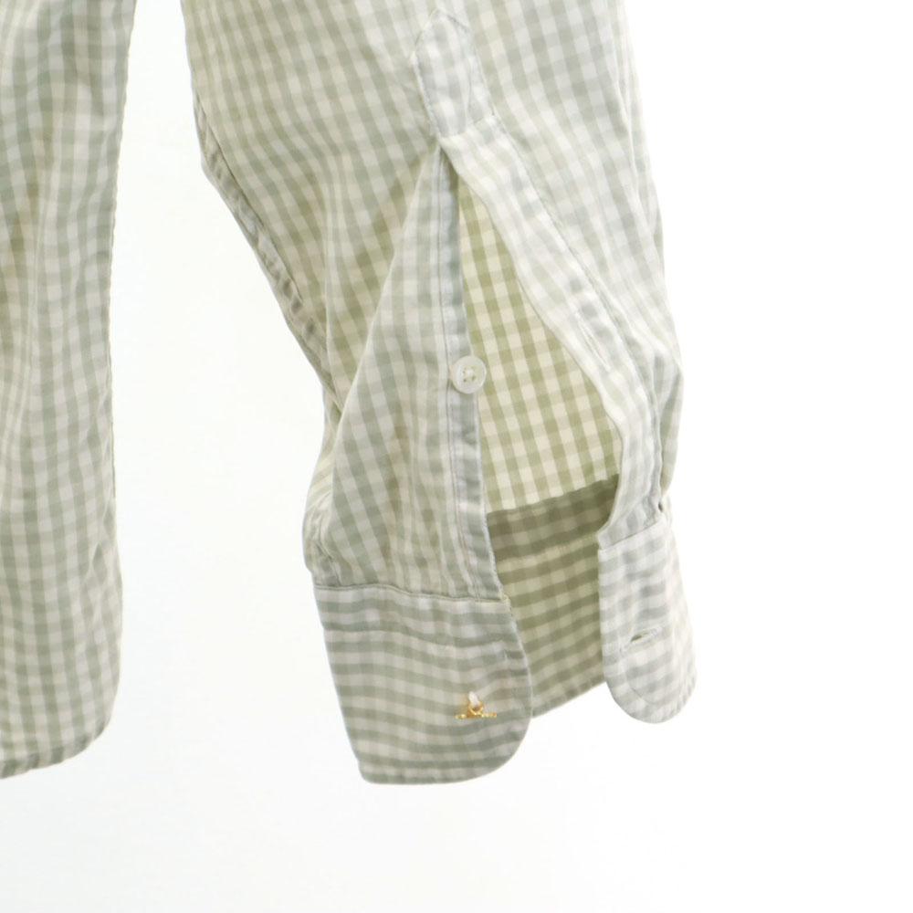 Hermes Hergestellt in Frankreich Altes Karomuster Langarm Button-down-Hemd 42 Herren Gebraucht