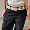 Simple Waist Belt for Male Female Casual Pin Buckles Belt with Double Row Wide Belt for Jeans Pants Street Wear Accessory
