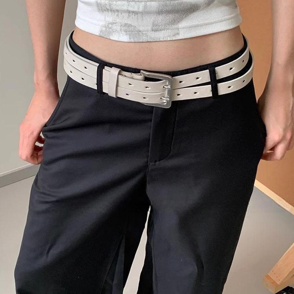 Simple Waist Belt for Male Female Casual Pin Buckles Belt with Double Row Wide Belt for Jeans Pants Street Wear Accessory