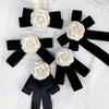 New Black Bowtie Ribbon Bow Brooch Fabric Camellia Flower Brooch Pins Vintage Wedding Party Brooches For Women Accessories