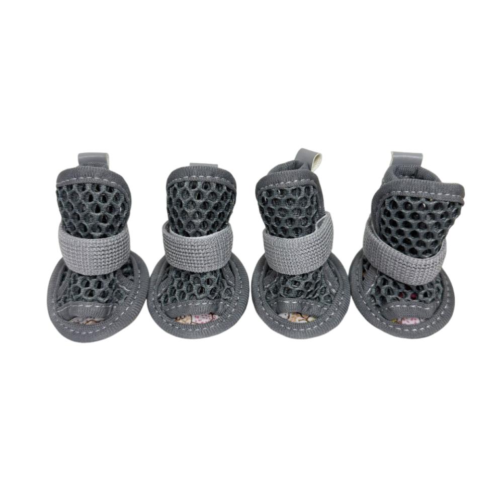 

4Pcs/Set Non-Slip Breathable Pet Sandals Adjustable Hollow Puppy Shoes Mesh Foot Covers All Seasons 3 серый