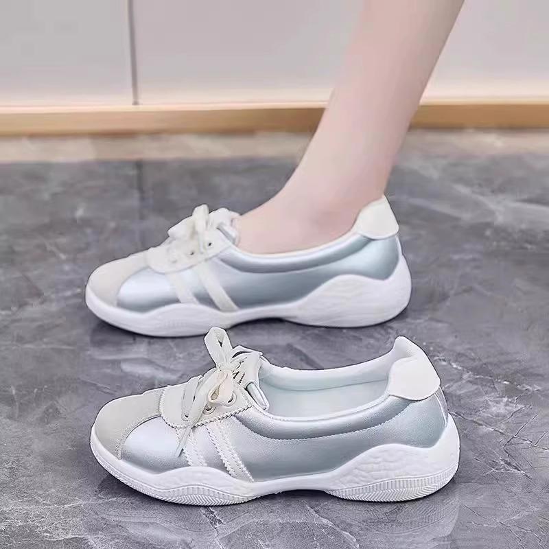 

Little white shoes women s autumn new trendy thick baseplate shoes casual height increase street sports shoes 40 серебряный