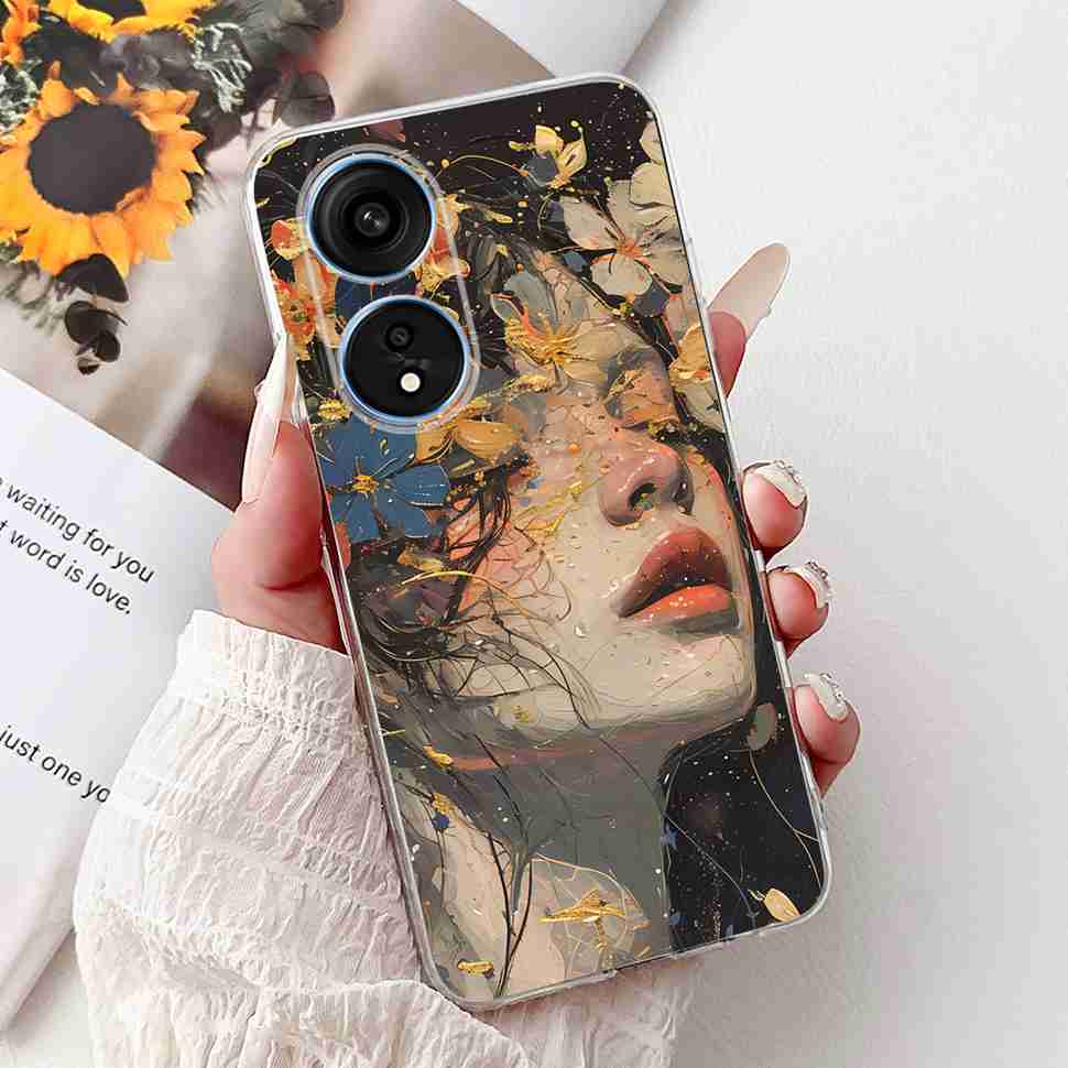 For Oppo A1 Pro 5G 6.7" Case Fashion Flower Painting Soft Silicone TPU Back Cover For Oppo A1 Pro a1 Pro PHQ110 Cases Bumper