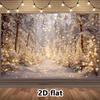 2D Cozy Winter Forest Wall Hanging, 2D Flat Print Snowy Pine Tree Tapestry for Living Room