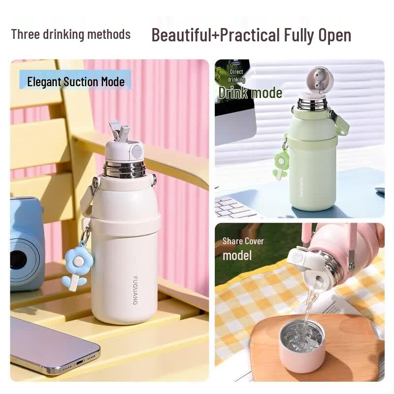 FUGUANG 316L Stainless Steel 1L Triple-Drink Insulated Bottle