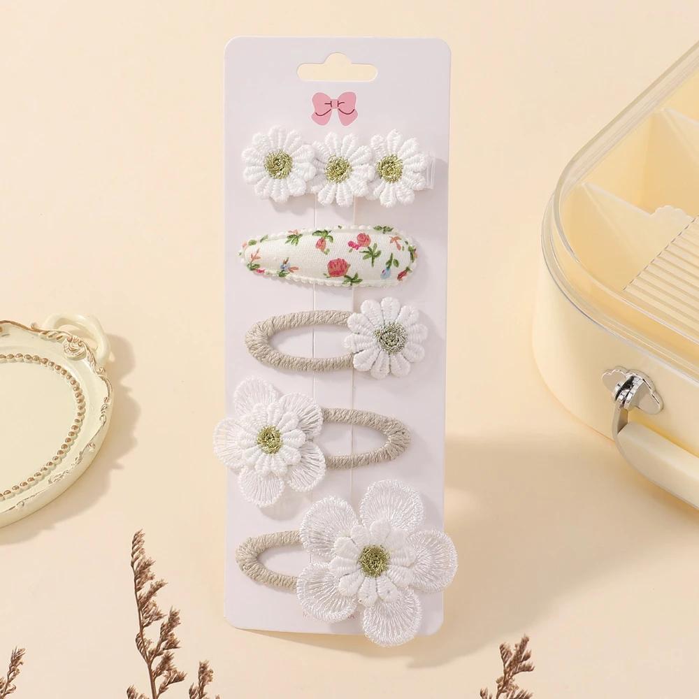 5Pcs BB Clips Set for Children Sweet Printe Hairbangs Hairclip Girls Barrette Ins Style Daisy Hairpin Ornaments Hair Accessories