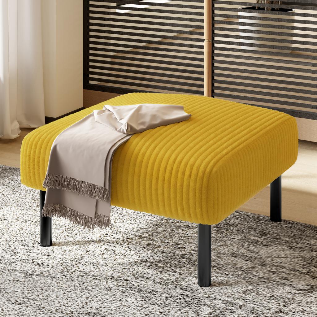 Hochwertiger Cord-Hocker mit Metallrahmen – Weicher Veloursbezug – Vielseitig als Fußhocker, Hocker oder Beistelltisch – Werkzeuglose Montage