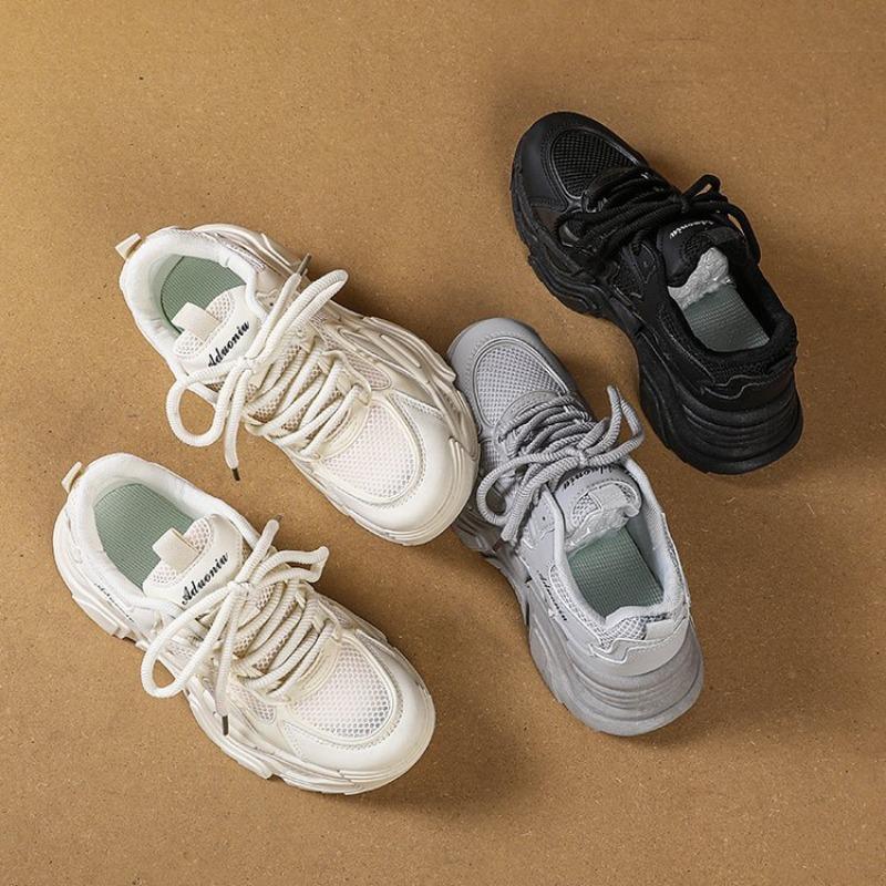 College style thick-soled lace-up dad shoes women's autumn new mesh running shoes student versatile sports shoes