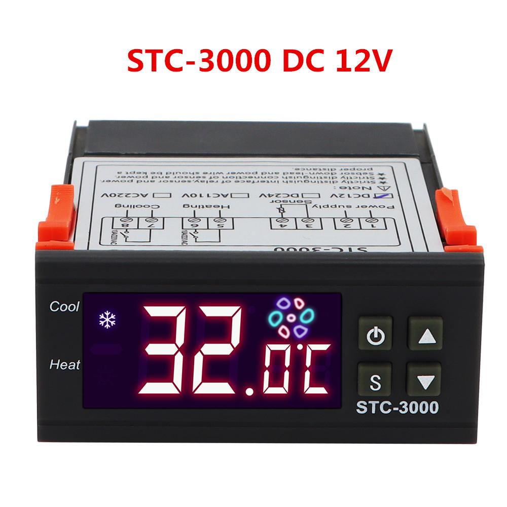 STC-3000 12V 24V 220V Temperature Controller Alert Sensing Refrigeration Heating Temperature Correction Hygrometer
