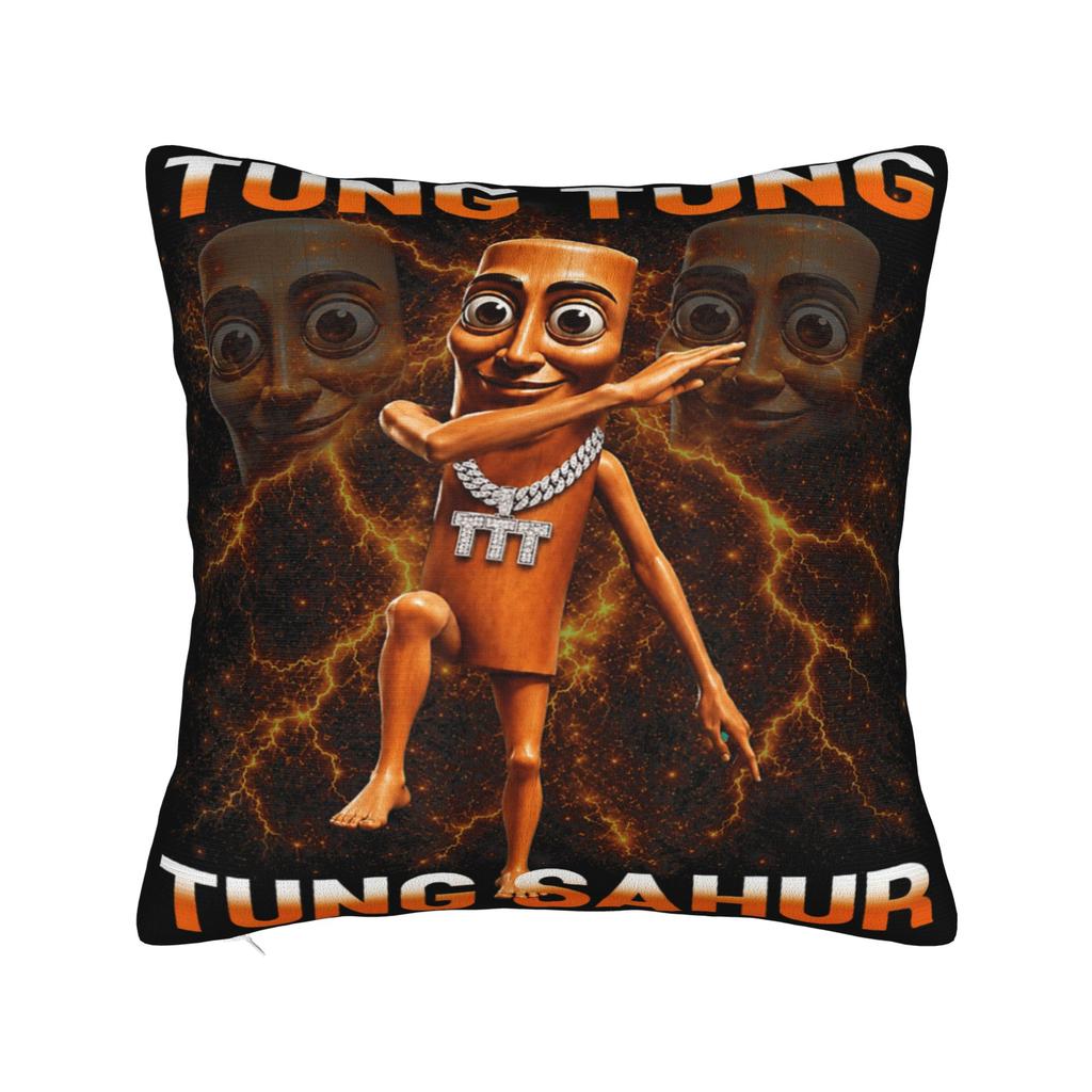 Tung Tung Tung Sahur is Calling Funny Italian Brainrot Pillowcases Vintage Pillow Case For Wedding Party Home Decor Pillow Cover