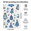 Cute Blue Doodle Christmas Tree Towel, Soft Absorbent Quick Dry Festive Bathroom Towel