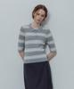 LE STUDIO Striped Collar Button Knit_Gray