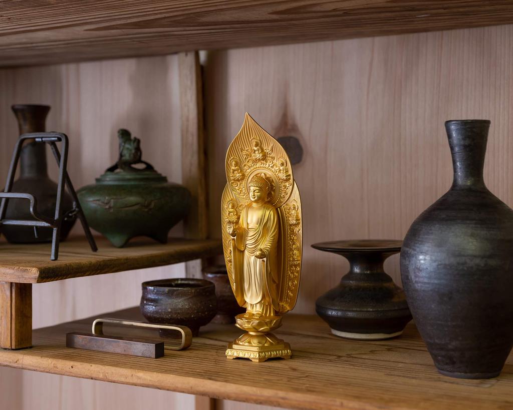 Buddha Statue Yakushi Nyorai 17cm Makita Shuun Original Takaoka Copperware (gold Plated/24k Gold) Sculptor Model "Tendai, Shingon, Rinzai"