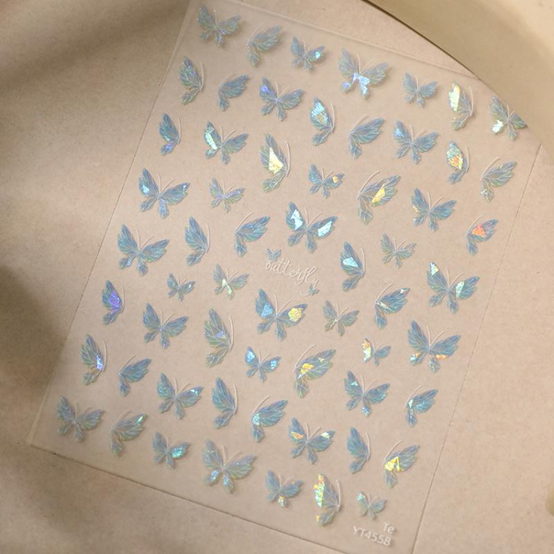 

Reusable Self-adhesive Plastic Fantasy Animal Theme Shimmery Multi-color Butterfly Glitter Nail Art Stickers, with Holiday Gifts