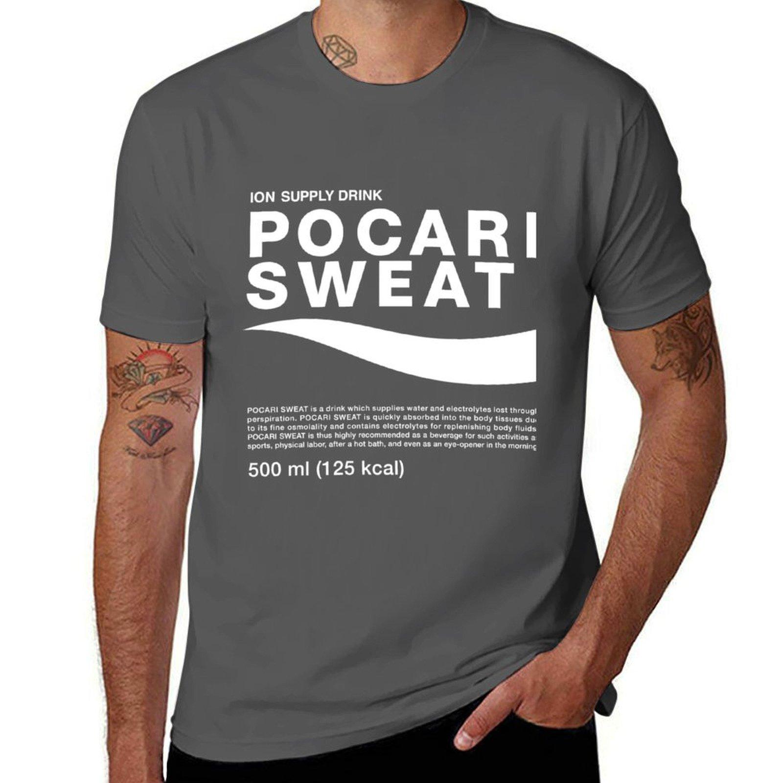 Pocari Sweat T-Shirt cheap stuff plain Short sleeve tee Men s cotton t-shirt 4XL
