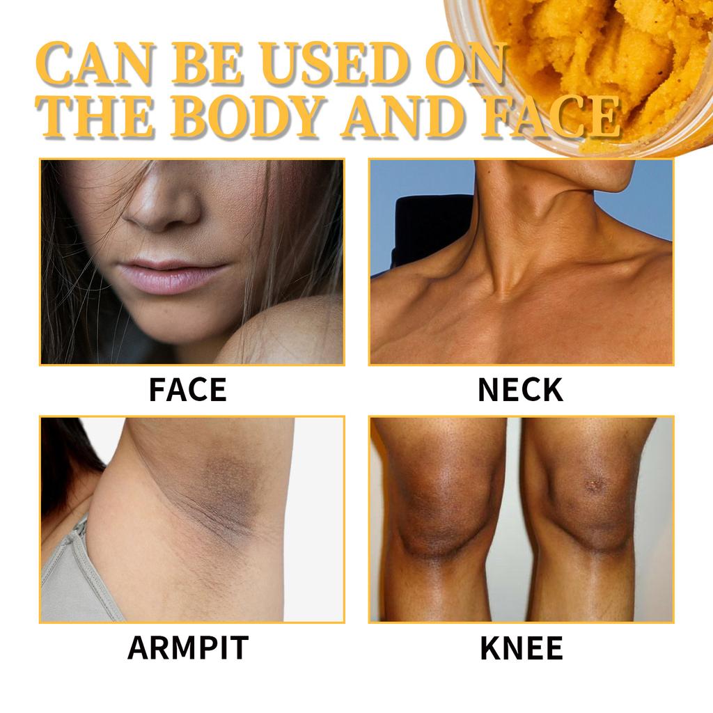 Turmeric Body Scrub Moisturizes The Skin, Deeply Cleanses and Provides A New Experience of Cleansing The Skin's Keratin and Melanin
