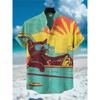Men's Street Style Short-sleeved Shirt, Quirky Black Cat and Shark Print Casual Men's Top, Trendy and Fashionable Hawaiian Shirt