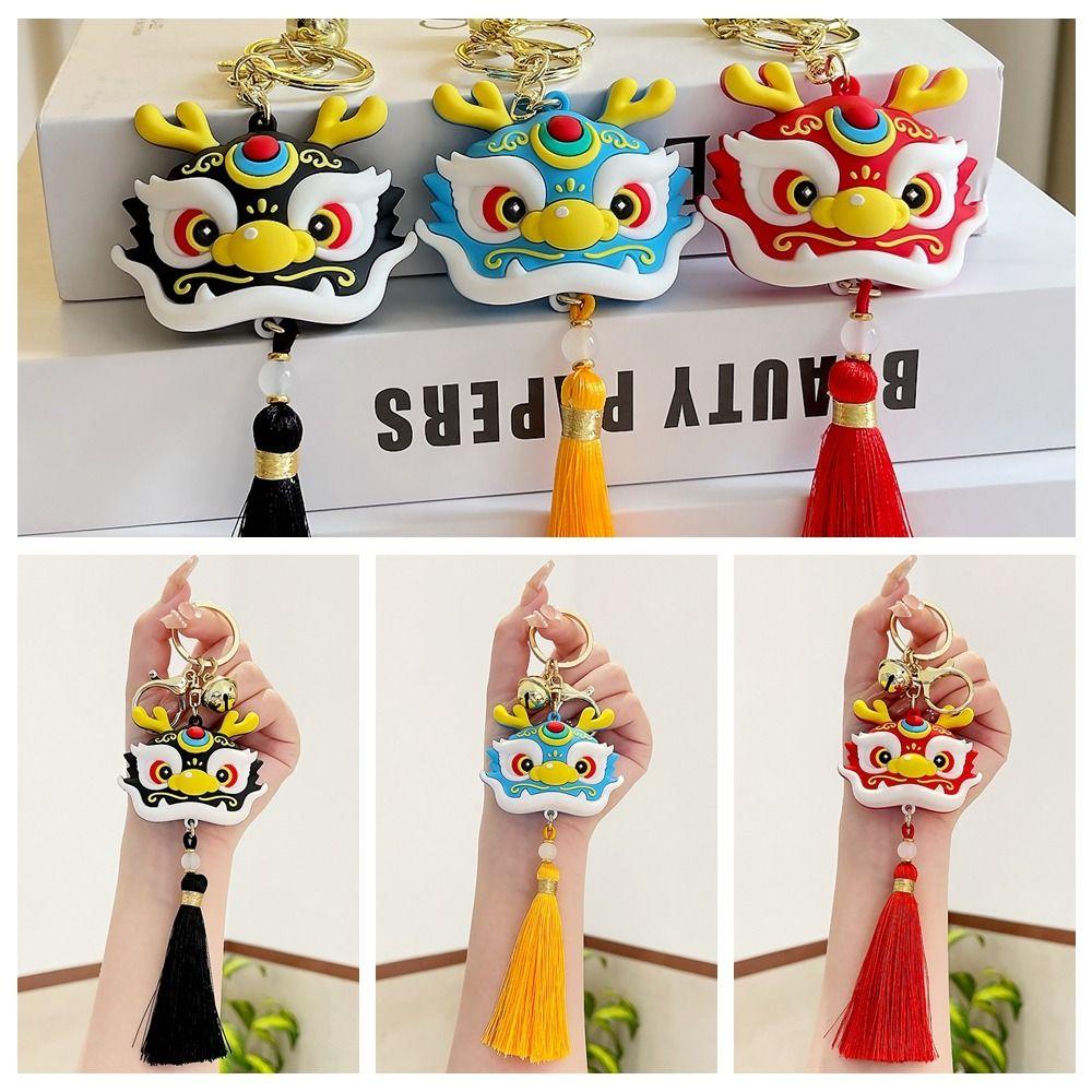 

with Tassel Dragon Car PVC Key Chain 3d Cartoon Chinese Dragon Pendant Female Lady Girl