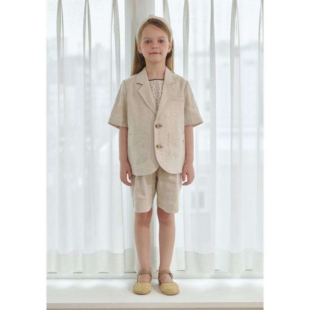 The Coffee Bean Tea Leaf Beige Linen Short Sleeve Jacket Ba23jk03lb 130