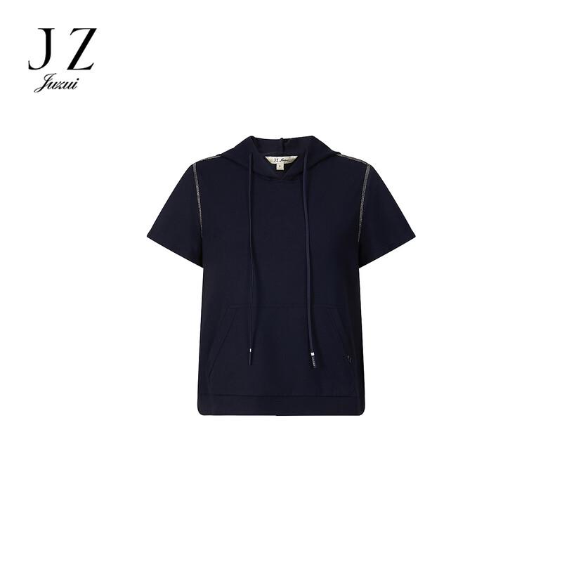 JUZUI Women s Casual Hooded Short-Sleeve T-Shirt 3XL