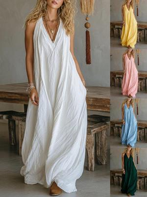 Women's Casual Sleeveless Pocket Vest Dress