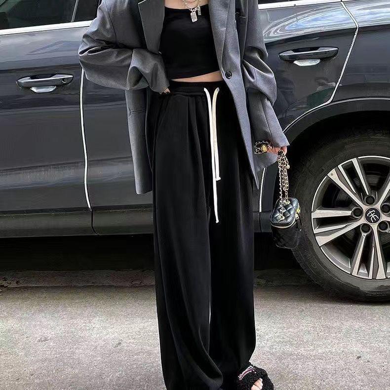

Women s Plus Size High Waist Korean Style Wide Leg Pants - Soft, Glutinous, and Slimming for Spring to Autumn Wear L 80-110 lbs