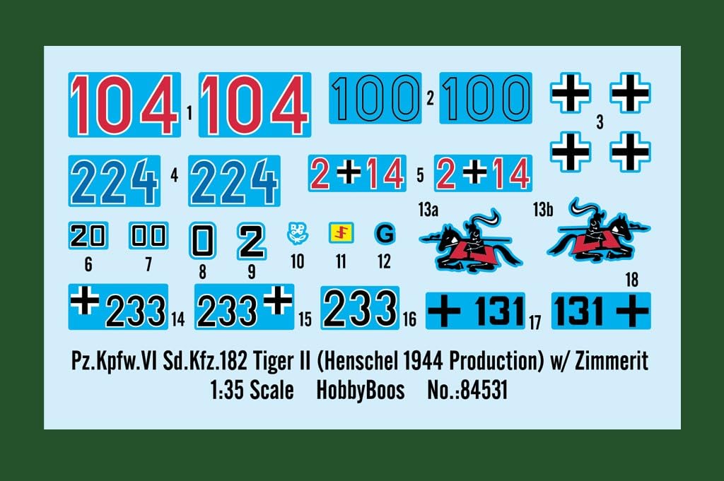 Doyusha Hobby Boss 1/35 Kampfpanzer Serie Deutscher Schwerer Panzer Königstiger (Henschel-Turm) mit Zimmerit-Beschichtung Kunststoffmodellbausatz 84531
