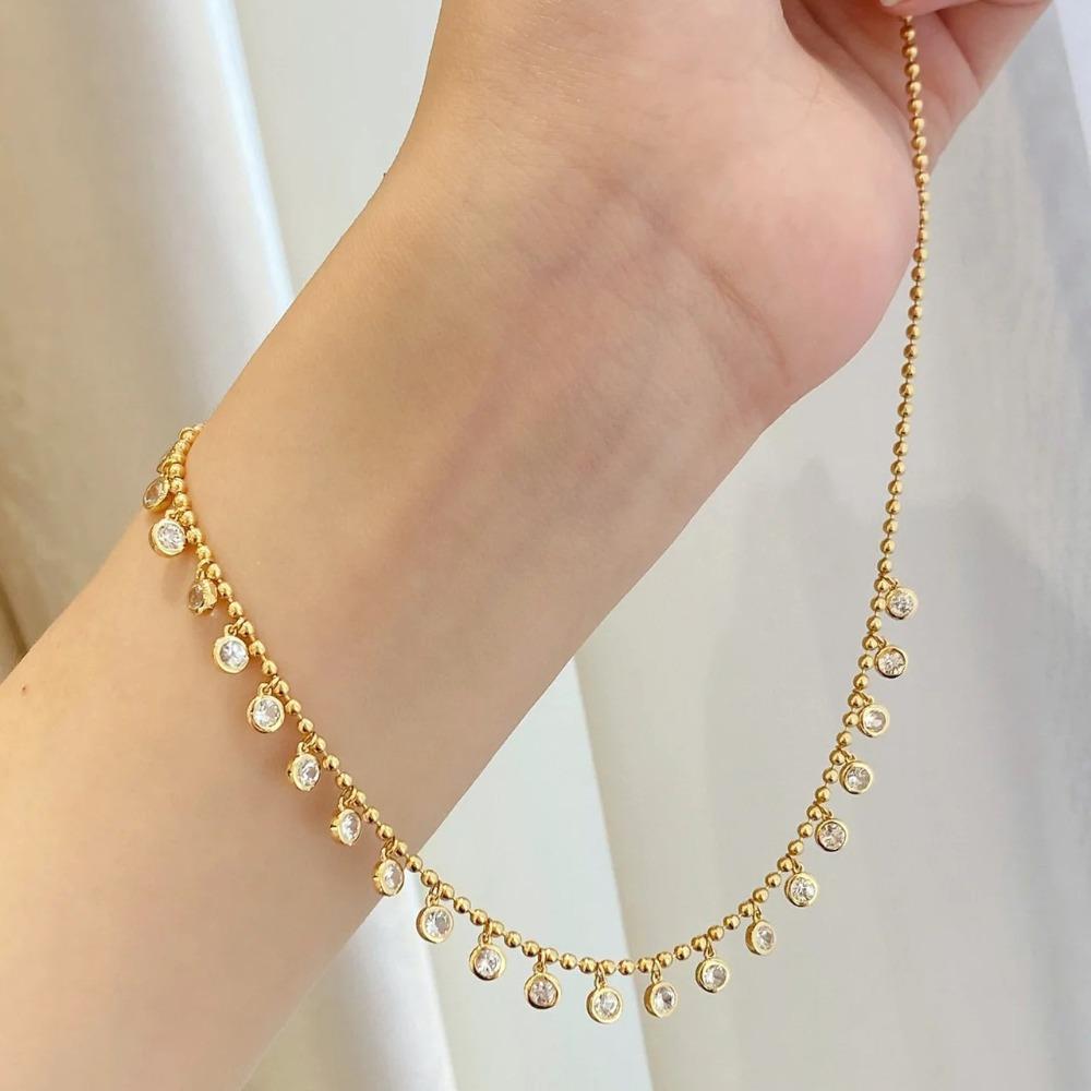 

Retro Bubble Beaded Fringe Necklace Vintage Style Layering Delicate Collarbone Chain Unique Design Women Jewelry