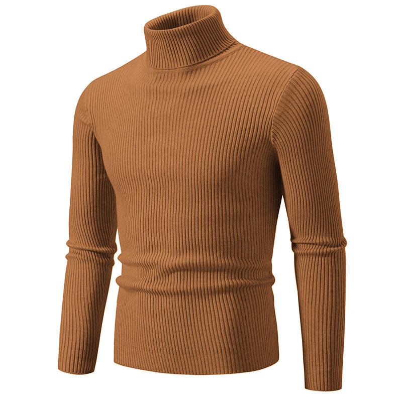 Herren Pullover Herbst/Winter 2024 Hoher Kragen Unifarben Lässig Gestrickt