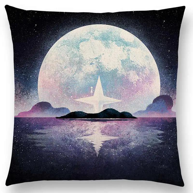Neuankömmling Bunte Träume Schwarze Katze Niedliche Mädchen Magische Sonne Mond Warm Stern Kissenbezug Autoabdeckungen Sofa Wurfkissenbezug