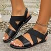 Women's Cross Elastic Band Flat Sandals Casual Comfortable Summer Shoes Women Lightweight Non Slip Black Beach Sandalias Mujer