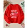Girls' Crewneck Sweatshirt - Cute Strawberry Faces And Flowers Machine Washable, Spring And Autumn