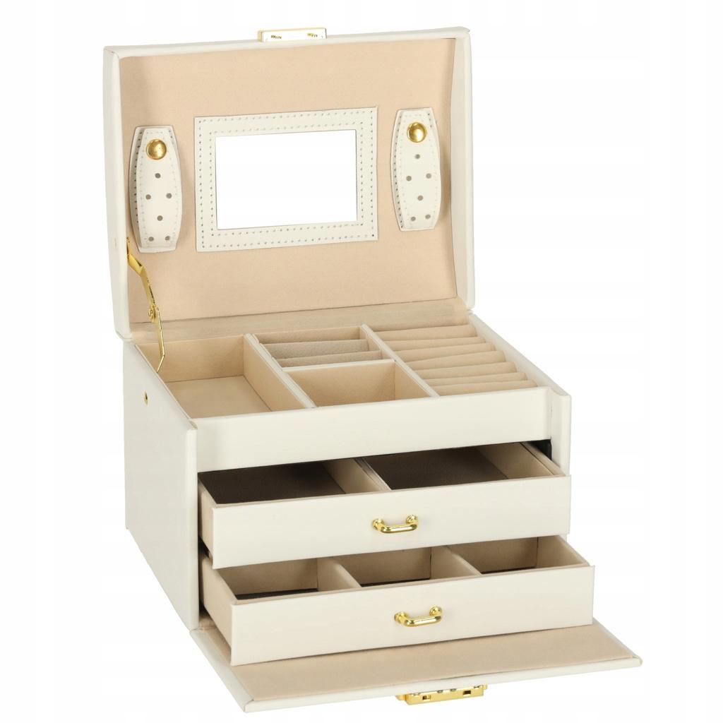 Beige Jewelry Box with Mirror for Girls Gift