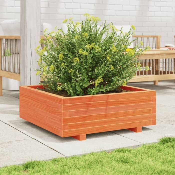 VidaXL Planter Wax Brown 70x70x26.5 Cm Solid Pine Wood, Outdoor Planter, Flower Box, Plant Box, 847305