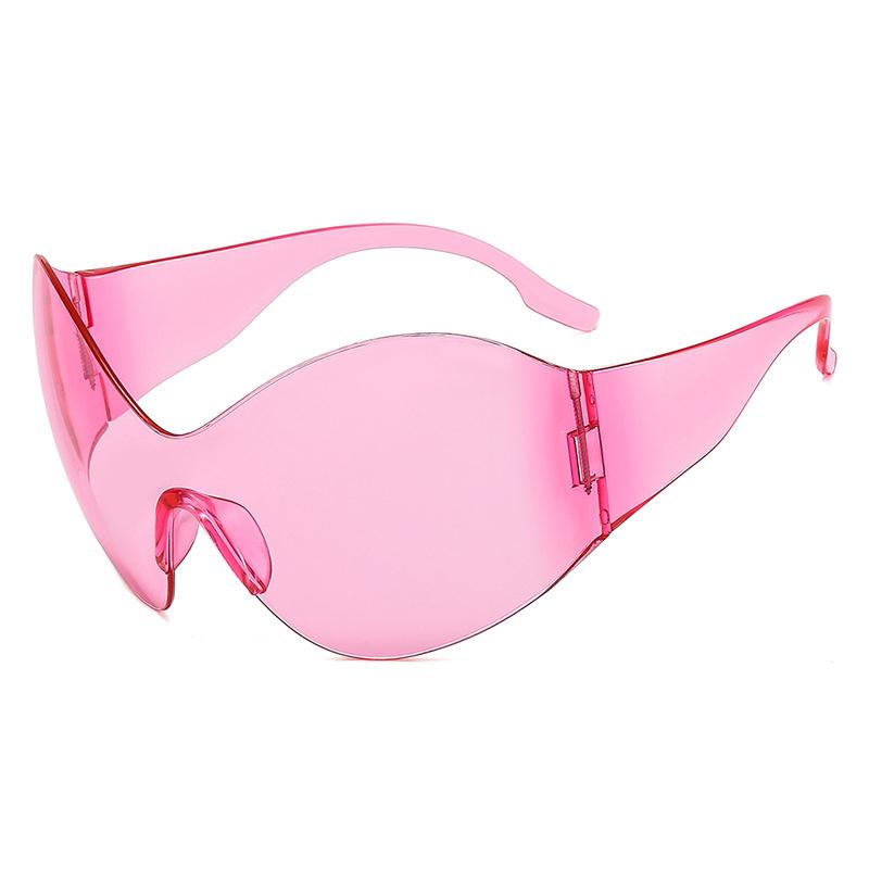 Oversized Rimless Sunglasses for Women One Piece Fashion Brand Cyberpunk Mask Butterfly Sun Glasses Lady Retro 2000's Big Goggle